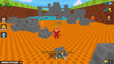 Gameplay von Steal a Brainrot, das zeigt, wie der Spieler den orangen Seltenen Bereich betritt, der mit grauen Plattformen und anderen Charakteren gefüllt ist.